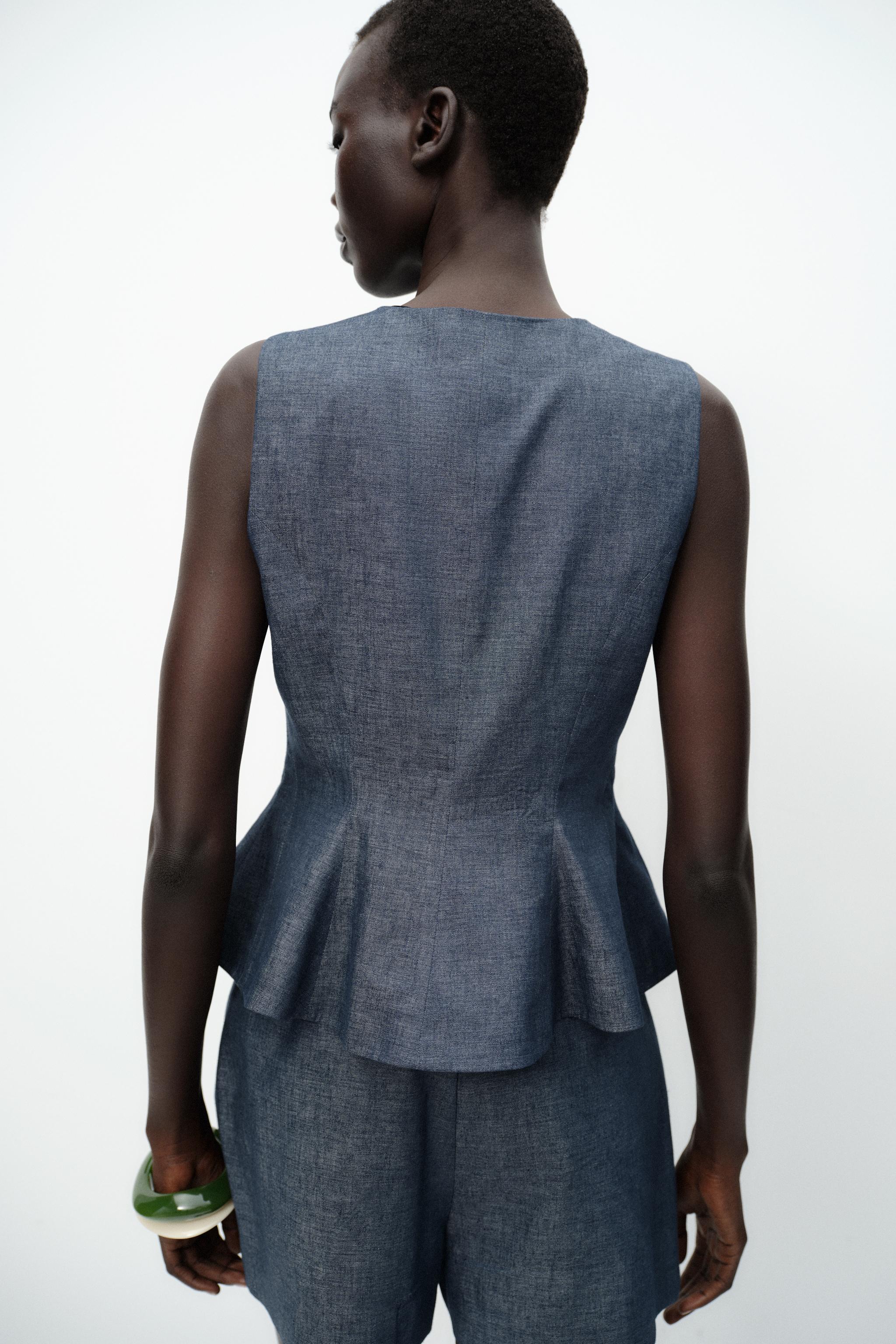 GILET PEPLUM EN LIN